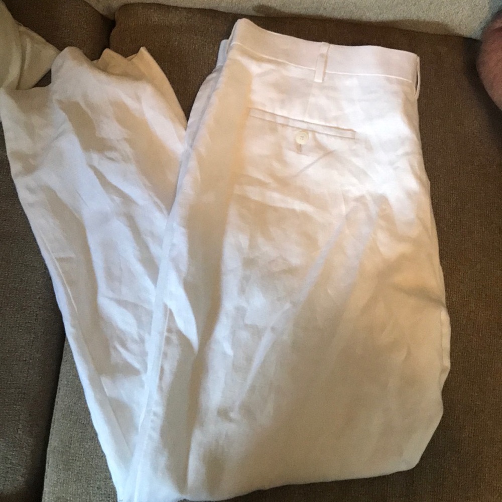 White linen pants